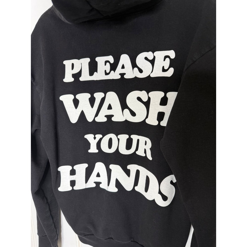 Talentless Womens Please Wash Your Hands Hoodie Black Graphic Sweatshirt Small - Picture 5 of 9